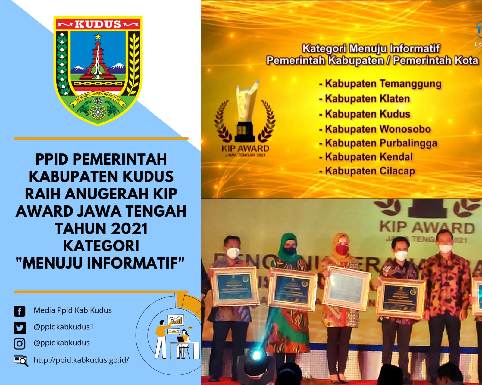 PPID Pemkab Kudus Raih Penghargaan KIP Award Jawa Tengah Tahun 2021 